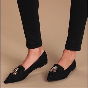 NIB Lulu’s Ellya Black Suede Pointed-Toe Loafers